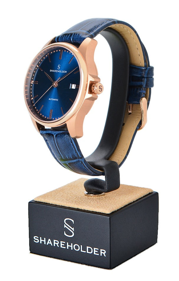 Navy and rose gold watch cheap
