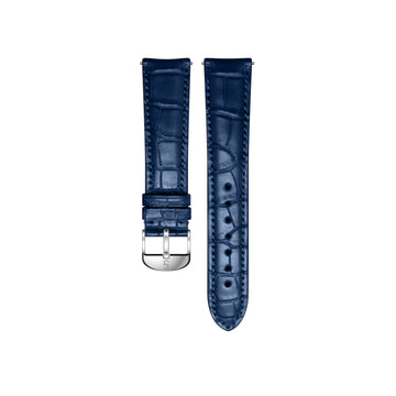 Blue Genuine Leather Strap /  Silver Buckle 20mm