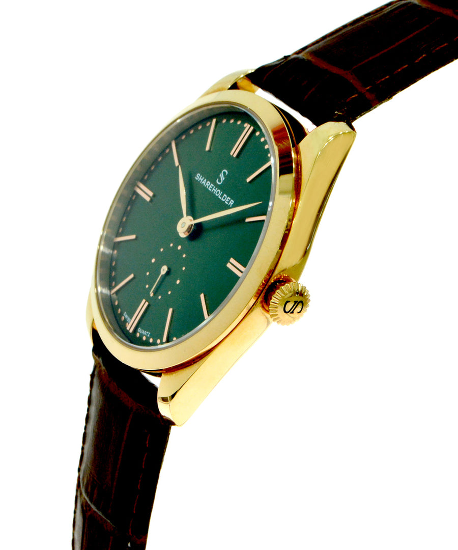 Royal Green Dial / Rose Gold Case / Brown Strap