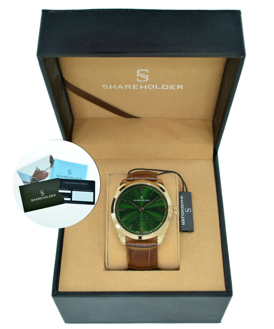 Royal Green Dial / Rose Gold Case / Brown Strap