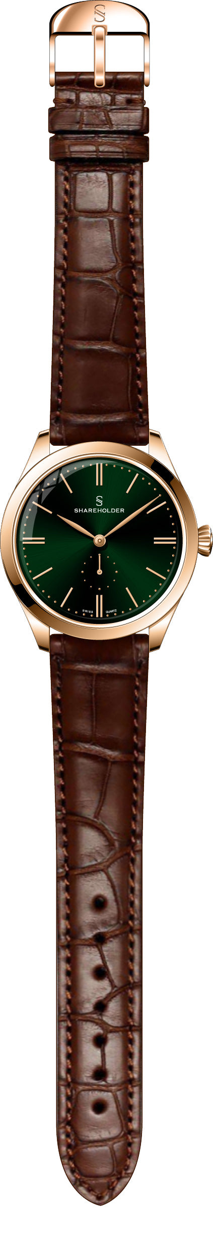 Royal Green Dial / Rose Gold Case / Brown Strap