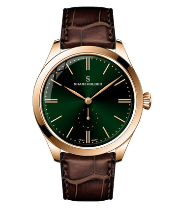 Royal Green Dial / Rose Gold Case / Brown Strap