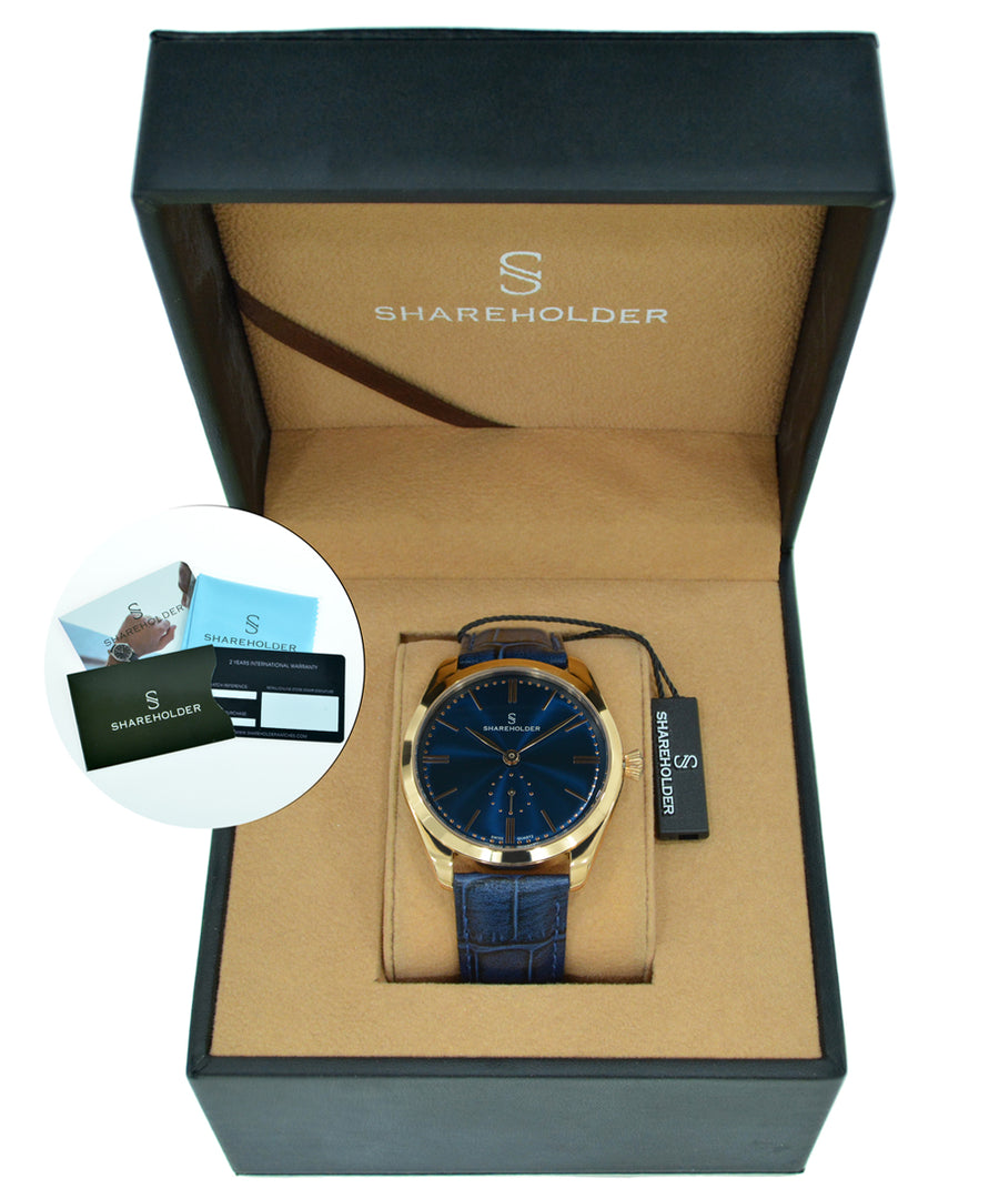 Navy Blue Dial / Rose Gold Case / Dark Blue Strap