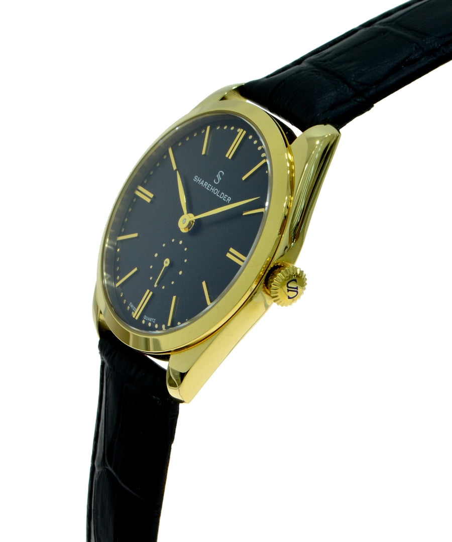 Jet Black Dial / Gold Case / Black Strap