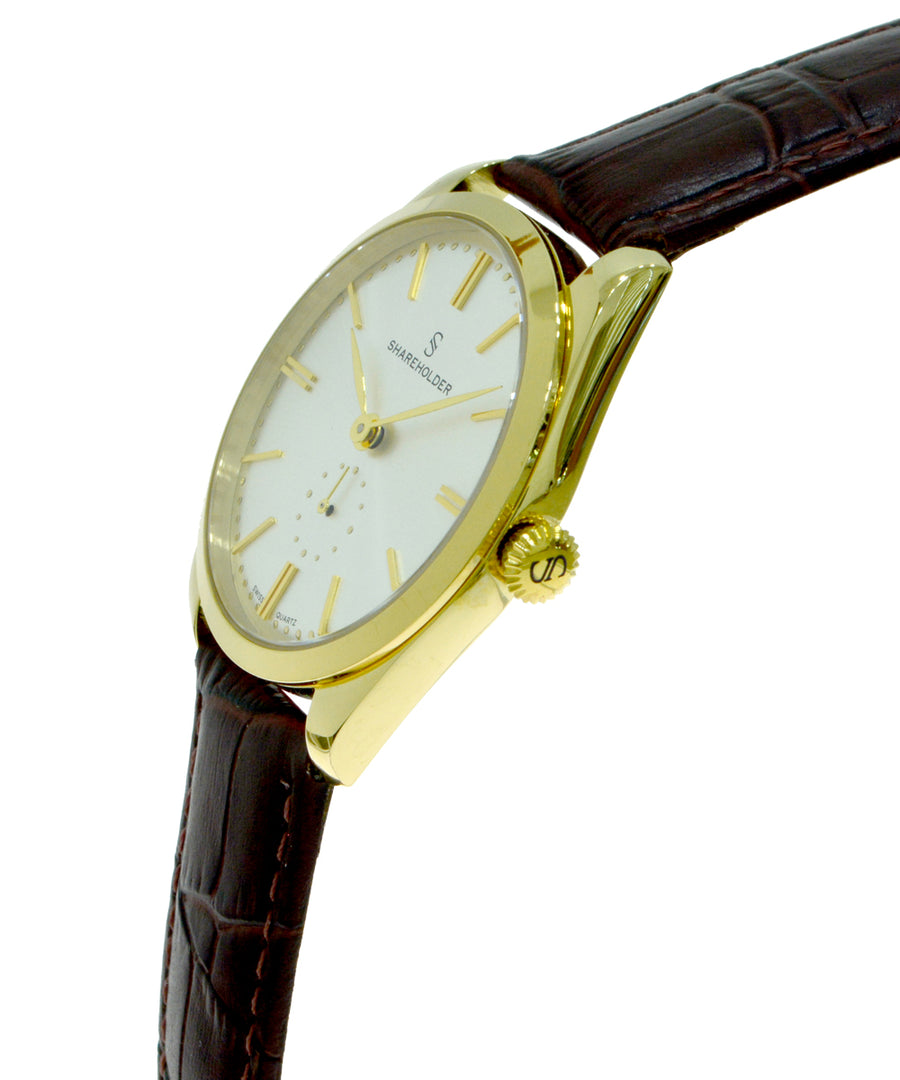 Silver Dial / Gold Case / Brown Strap