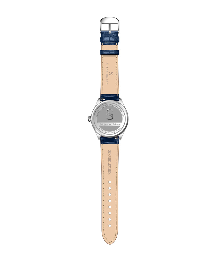 Navy Blue Dial / Silver Case / Dark Blue Strap