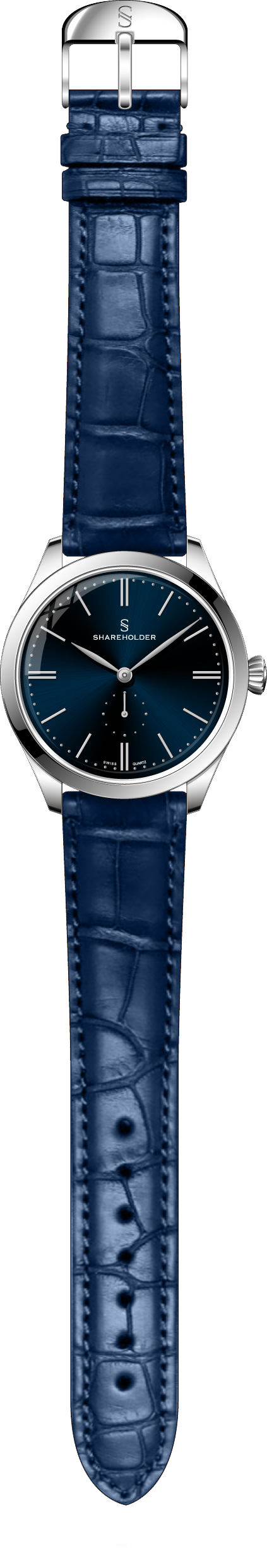 Navy Blue Dial / Silver Case / Dark Blue Strap
