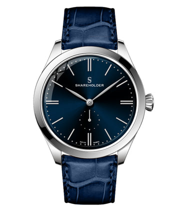 Navy Blue Dial / Silver Case / Dark Blue Strap