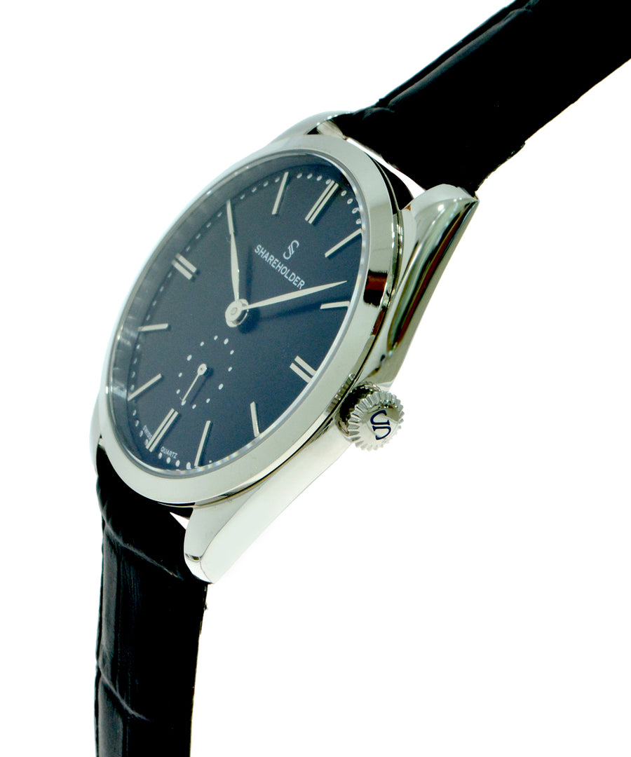 Jet Black Dial / Silver Case / Black Strap