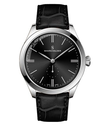 Jet Black Dial / Silver Case / Black Strap