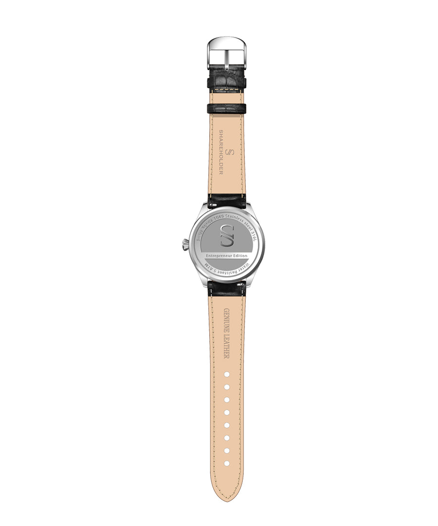 Silver Dial / Silver Case / Black Strap