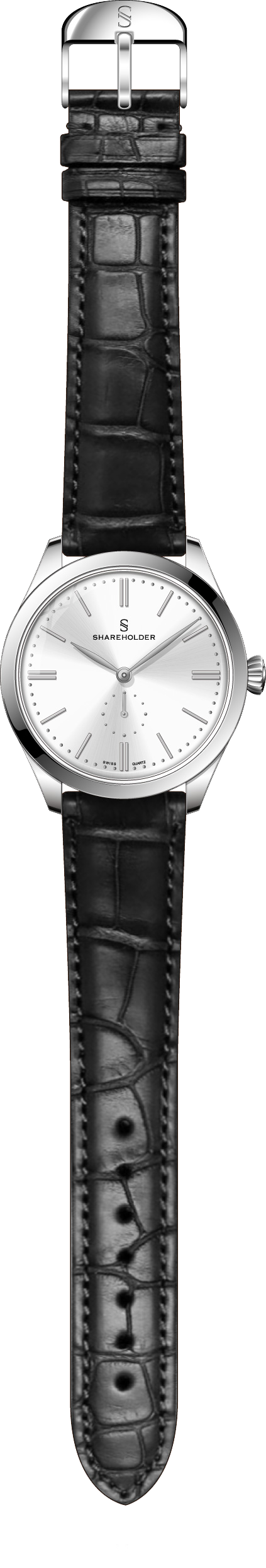 Silver Dial / Silver Case / Black Strap