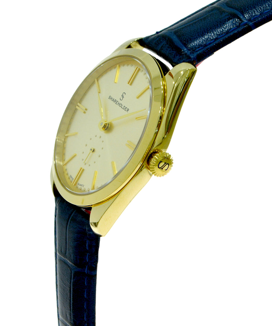 Gold Dial / Gold Case /Dark Blue Strap