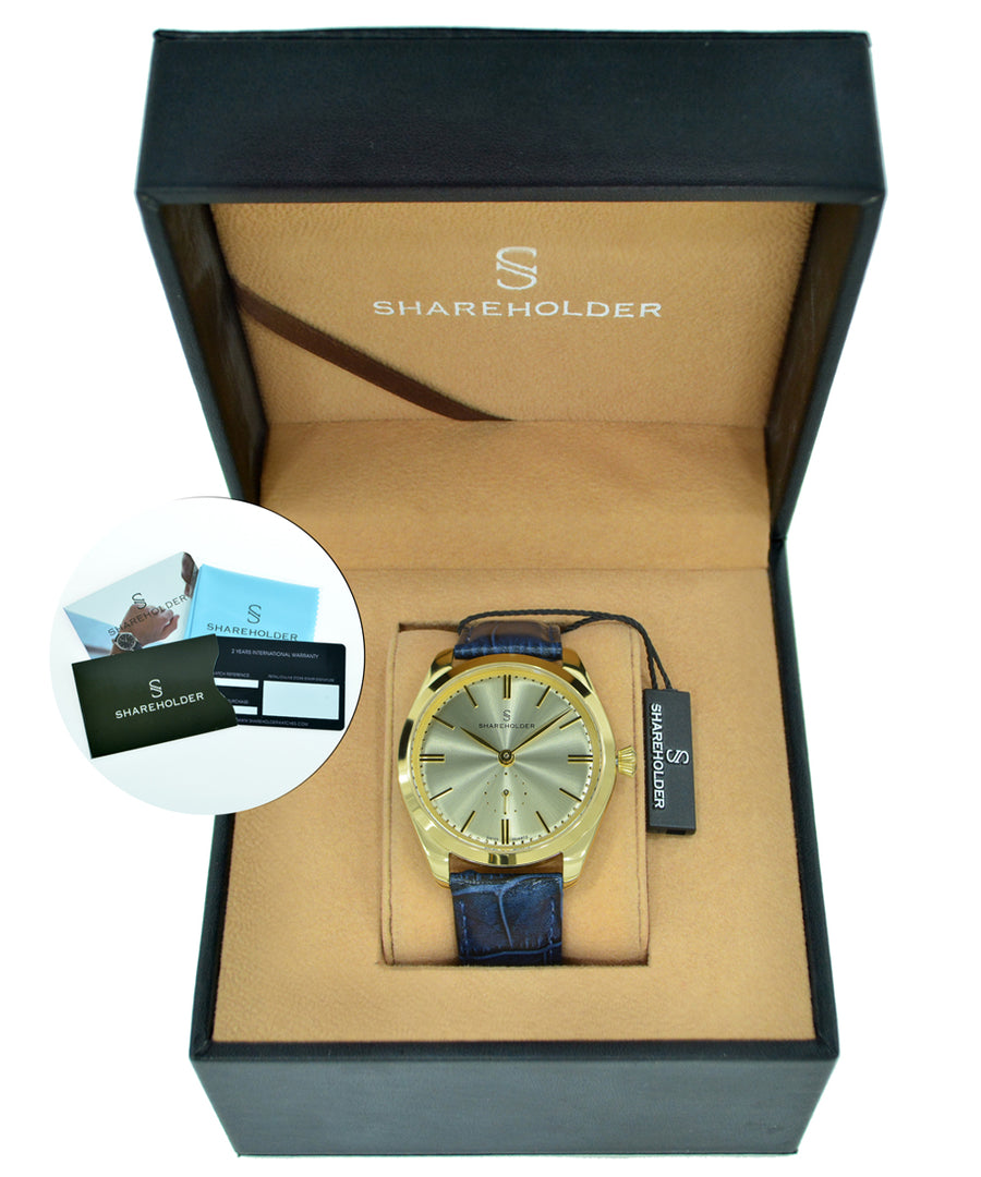 Gold Dial / Gold Case /Dark Blue Strap