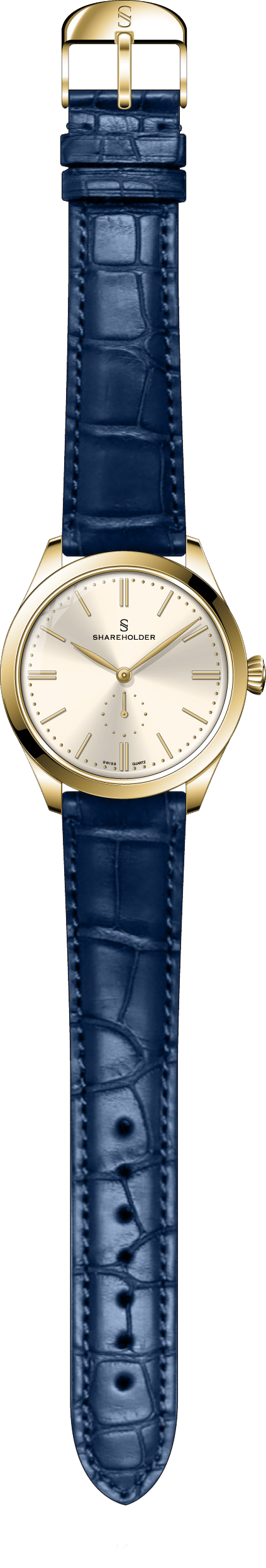 Gold Dial / Gold Case /Dark Blue Strap