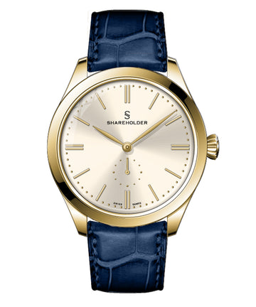 Gold Dial / Gold Case /Dark Blue Strap