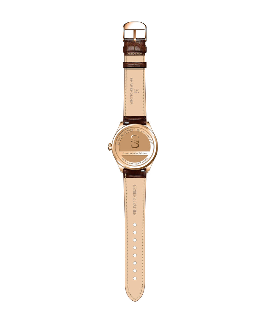 Red Cherry Dial / Rose Gold Case / Brown Strap