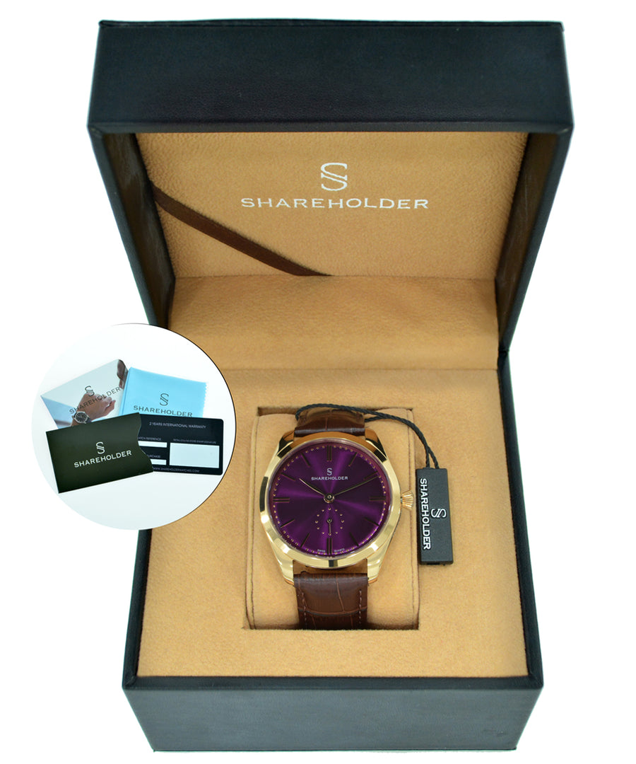 Red Cherry Dial / Rose Gold Case / Brown Strap