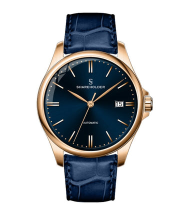 Navy Blue Dial / Rose Gold Case / Dark Blue Strap