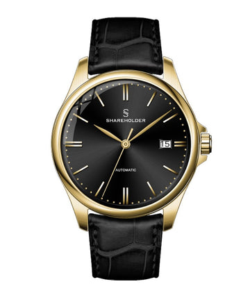 Black Sunburst Dial / Gold Case / Black Strap